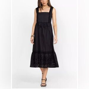 NWT.Johnny Was Jade Jesminda Black Cotton Eyelet Embroidered Midi Dress. XL